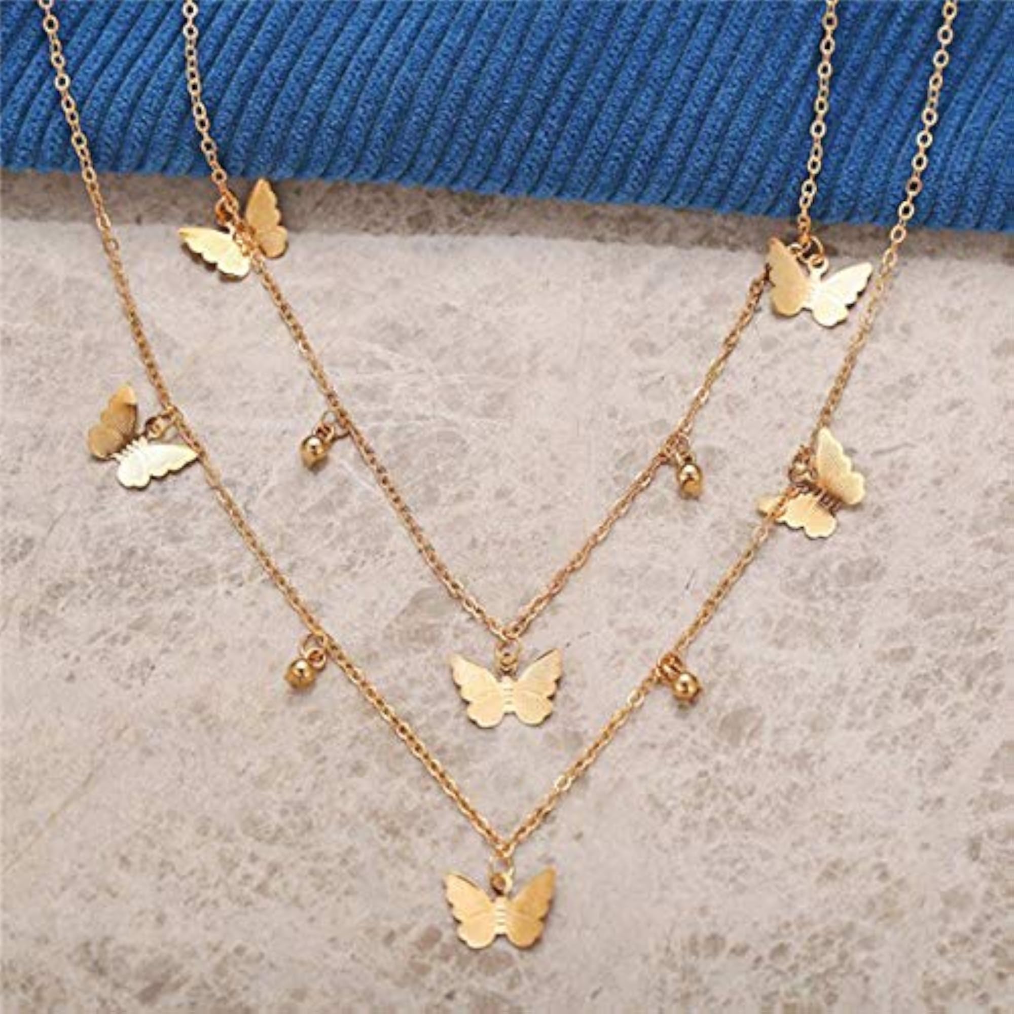 Plated Toned Layered Necklace CT-NCKV-44207
