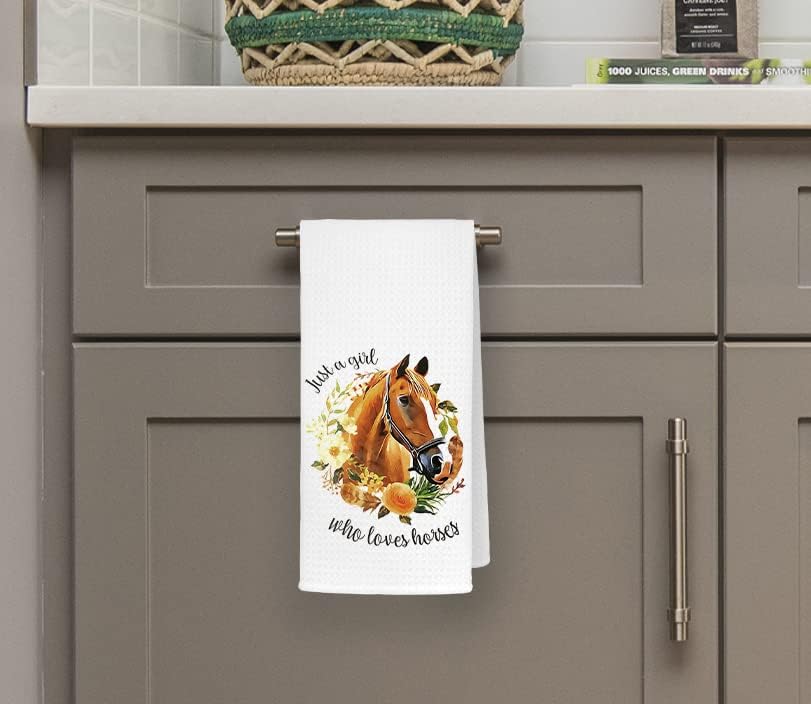Miniatura 2 de Just A Girl Who Loves Horses - Paños de cocina suaves de 16 x 24 pulgadas, paños de secado de caballos florales en acuarela para cocina, regalos