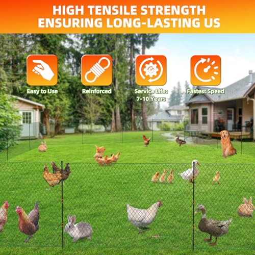 Temporary Fence with Garden Posts & 3.1'H x 60'L Plastic Mesh,Portable Snow Fencing with Windbreak Rope and Ground Stakes,Dog Fence Outdoor for Yard,Backyard Fences,Garden Fence Protect Barrier by Generic - Image 5