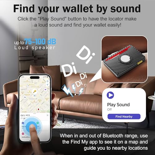 Wallet for Men with Tracker Tag Combo[iOS Only],Mens Wallet Minimalist Bifold,Money Clip Slim Leather Slots Credit Card Holder|RFID Blocking,Pop Up Wallet Metal Aluminum with 9-13 Cards & ID Window2