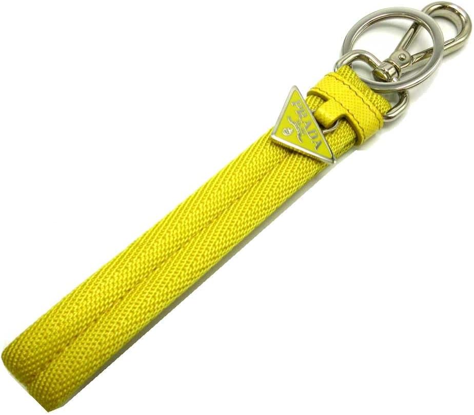 Prada] [プラダ] キーホルダー キャンバス 三角プレートチャーム