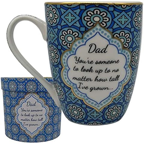 Dad Mug with Matching Round Gift Box, Gold Finished, New Bone China dad Gift Mug Cover