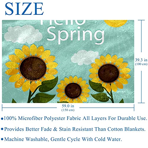 Couverture douce de qualité supérieure plaid tournesol 150x100 cm aux finitions soignées - 6