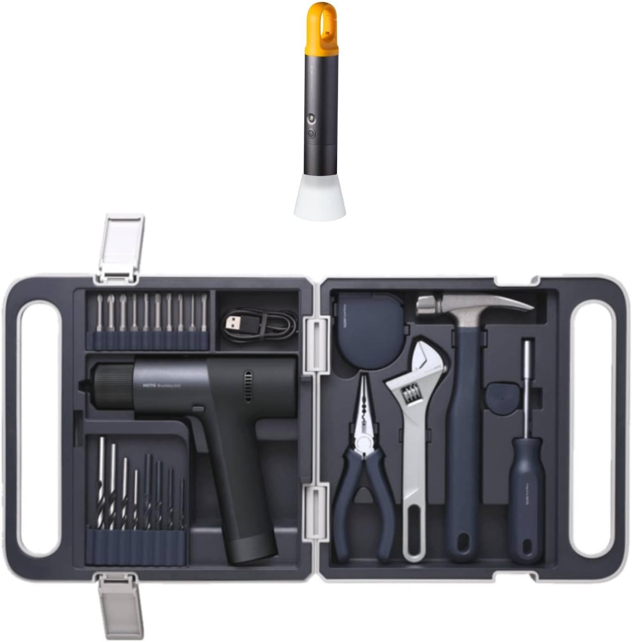 HOTO 12V Cordless Brushless Drill Tool Set with LED Flashlight Rechargeable