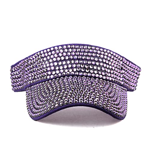 Image of Gudessly Shiny Rhinestones Sport Sun Visor Adjustable Summer Cap Visor Caps for Women Men