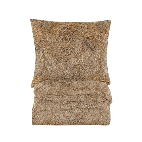 Cotton Market Ropa de Cama de algodón, Juegos de Ropa de Cama de 3 Piezas, Funda nórdica de 155 x 220 cm y 2 Fundas de Almohada de 70 x 80 cm, Paja, Beige