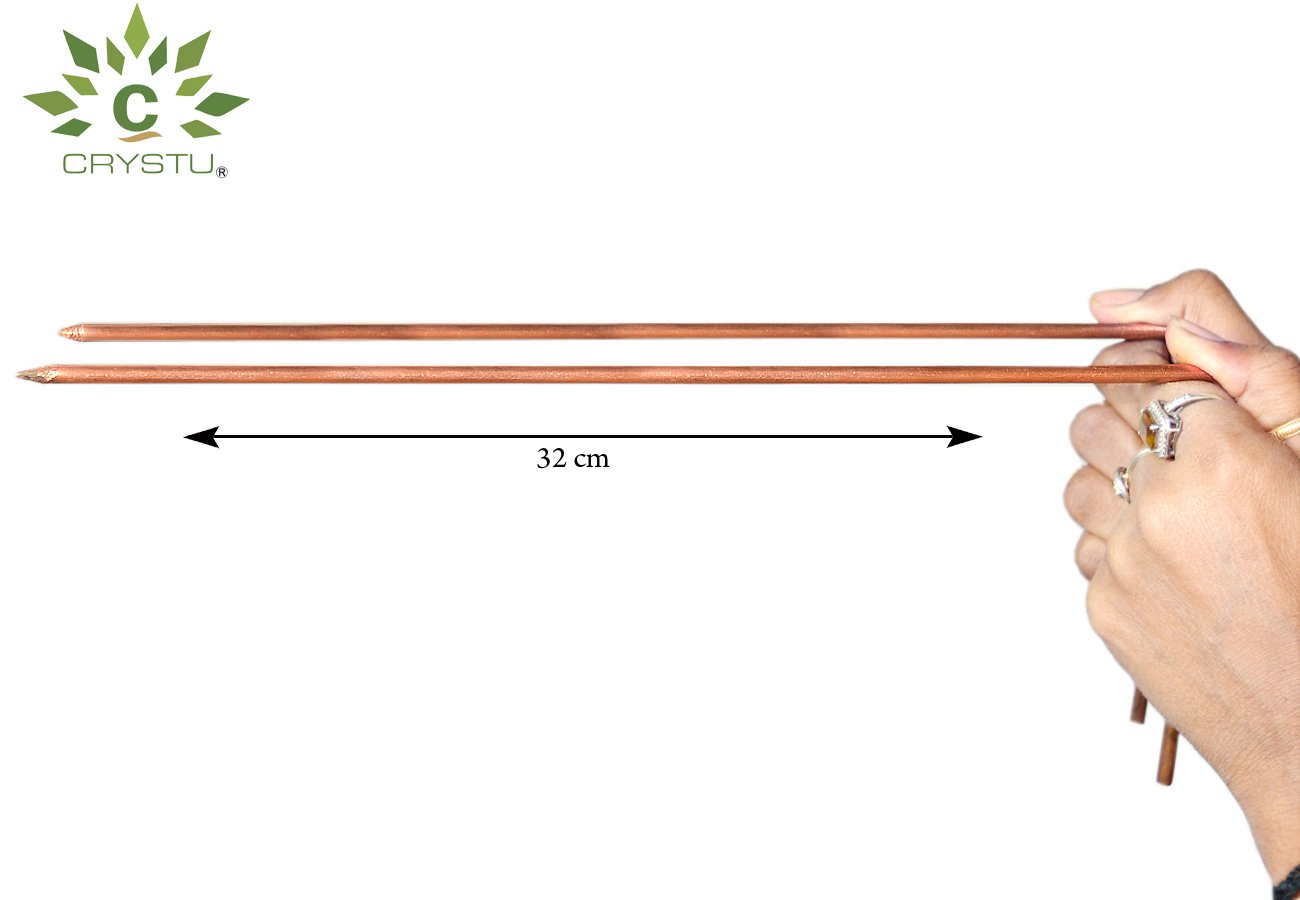 Crystu Copper Dowsing L Rods - Divining Rods Pair for Dowsing & Vastu. 32 cm Crystu Copper Dowsing L Rods - Divining Rods Pair for Dowsing & Vastu. 32 cm