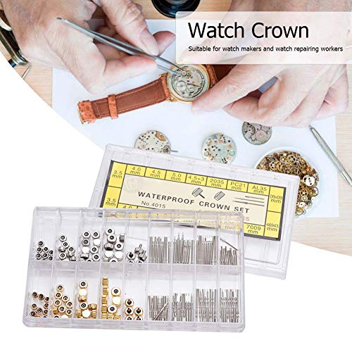 8 Mm Kroon en Steel Horlogeset, Barset Horlogereparatiegereedschap Accessoire Vervangende Roestvrijstalen Kroonveer - Afbeelding 3