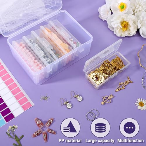 Image of Cosics Bead Organizers and Storage, Clear Plastic Bead Storage Containers with Lid, 6 Mini Rectangles Boxes for DIY Jewelry, Bracelet Making, Stickers, False Nails, Screws, Seeds