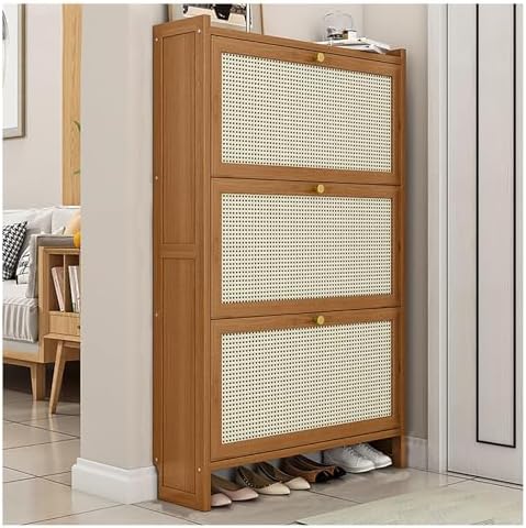 Shoe Storage Cabinet Cabinets Hallway Slim Cupboard Cupboards Hallways Slimline，Slim Woo Shoe Cabinet Freestanding with Hid Stylish Doors for Entryway & Hallway Space Saving Shoe Rack Modern