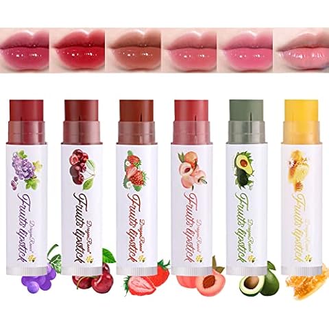 Gireatick 6pcs Fruit Lip Balm Set, Magic Color Changing Lipstick Long Lasting Moisturising Lipstick Enriched with Natural Oils, Protecting Lips for 24 Hours Cover