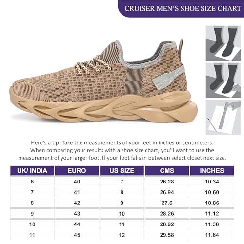 Image of Cruiser Sneaker for Men | Lightweight & Stylish | Breathable Mesh Lace-Up Shoes | Casual Wear, Gym, & Street Style (2644)