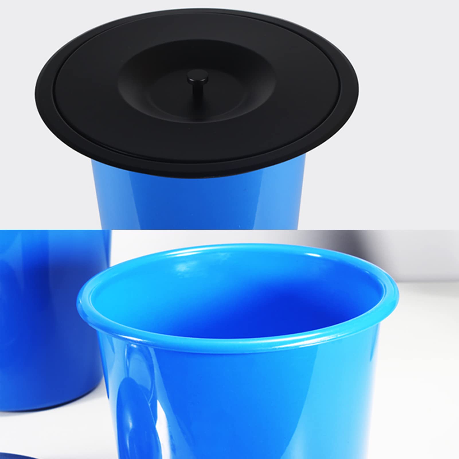 Cubo De Basura Integrado para Encimera para Cocina, Cubo De Basura con Tapa, Cubo De Basura Pequeño con Tapa De Acero Inoxidable para Escritorio/Hogar/Baño/Oficina, Negro,L