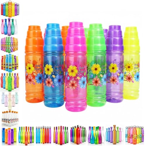 Image of RED WIND Unbreakable 1 Litre Floral Print Water Bottles | Pack of 3 | Multicolor | Leakproof Screw Cap | BPA-Free | Bottles for Fridge, Gym, Home, Office, School and Travel