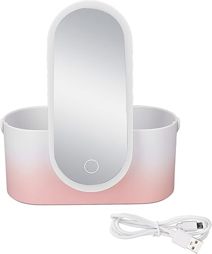 Caja organizadora de maquillaje de viaje con espejo, bolsa de maquillaje plplaaoo con espejo iluminado, caja de cosméticos portátil, estuche de