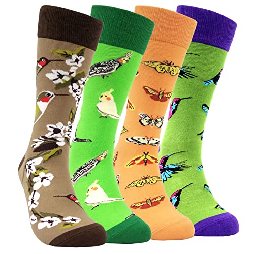 Image of HSELL Womens Novelty Socks with Colorful Flower Design Fancy Gift for Mom Lady Breathable Cotton Socks for Daily Wear