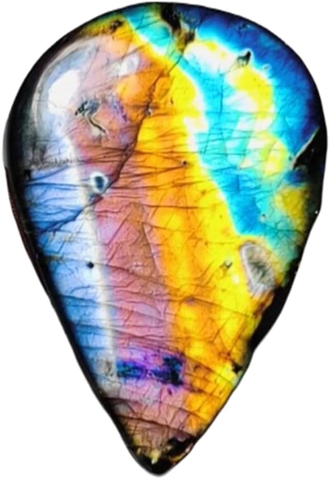 2 Pcs. Of Natural Rainbow Spectrolite Labradorite Pear 45×30×8mm Cabochon loose gemstone for jewelry making. (DIY, Ring, Pendant, Necklace)| GH_NAT_07575_2