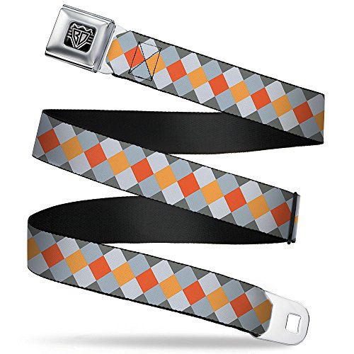 Cinturón de seguridad gris con cuadros de diamante Buckle-Down de 1 pulgada