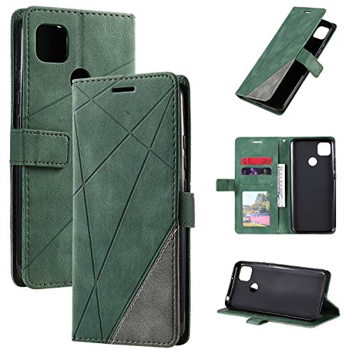 QiongniAN Funda para Xiaomi Redmi 9C Funda Protectora de Cuero,Funda para Xiaomi Redmi 9C M2006C3MG / Redmi 9C NFC M2006C3MNG Funda Carcasa Case Green