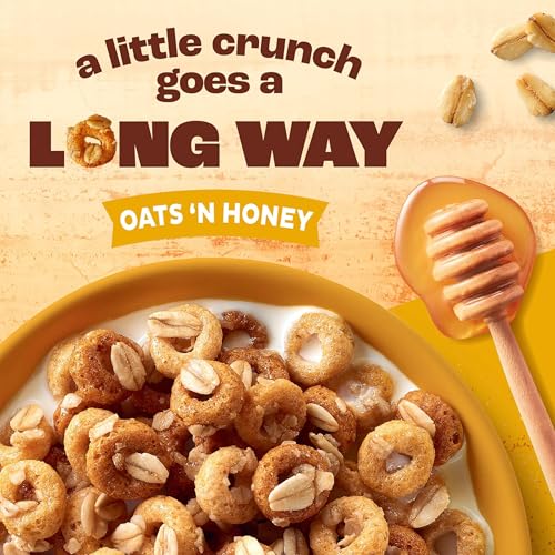 Image of Cheerios Oat Crunch Oats 'N Honey Breakfast Cereal, Made with Whole Grain, Family Size, 24 oz