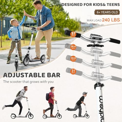 Image of WAYPLUS Kick Scooter for Ages 6+,Kid,Teens & Adults.8 Big Wheels,240lb