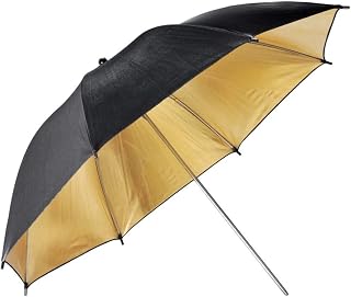 Sombrinha Refletora Preta e Dourada para Iluminação Fotográfica - 91cm