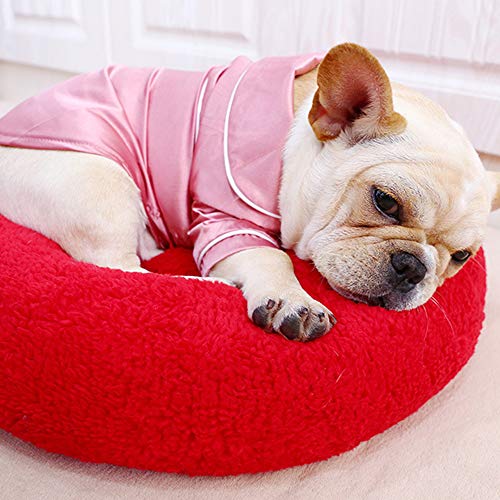 Rayminsino Pet Autumn And Winter New Pajamas Teddy Bomei High-End Silk Cotton Bathrobe Robe Dog Clothes (Pink, S) #TOP2
