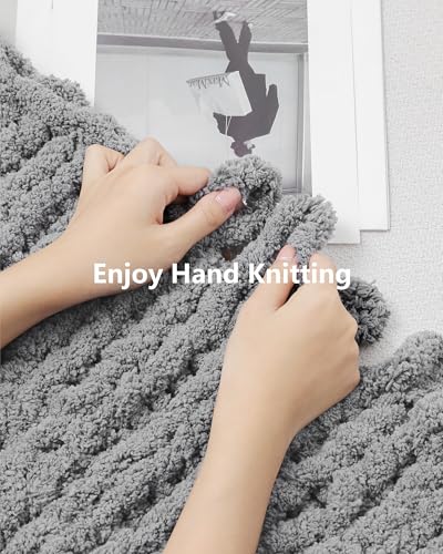 Image of Cozyful Chunky Yarn for Hand Knitting, #9 Thick Jumbo Big Chunky Yarn for Crocheting, Super Chunky Knit Blanket Yarns, Large Chunky Chenille Yarns, 8 Pack (30 yds 8 oz Each Skein), Light Grey