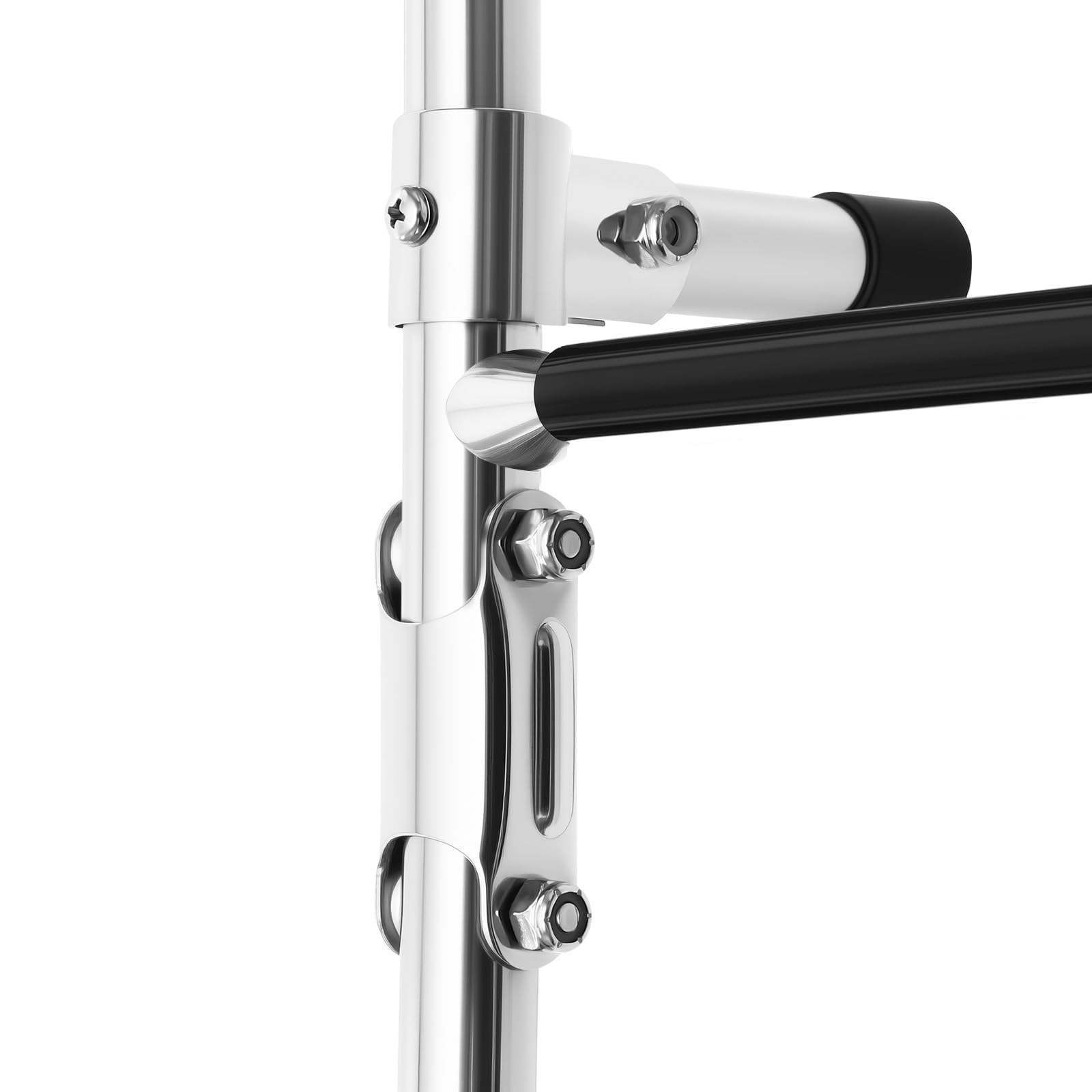 Escalera plegable de 2 + 2 niveles, 3 peldaños en C, escalera de baño para barcos de acero inoxidable, hasta 136 kg, para yates, lanchas rápidas, barcos de pesca, color plateado