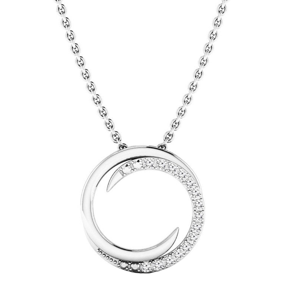 Dazzlingrock Collection 0.12 Carat Diamond Swirling Circle Pendant - Sterling Silver With 18 Inch Chain