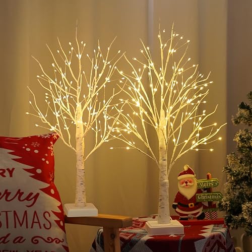 PXBNIUYA 2 Pack Artificial Tree Lamp with Timer,DIY Birch Tree LED Light