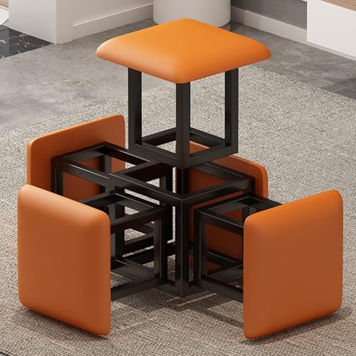 Chaise cube gigogne empilable avec repose-pieds à roulettes - 4