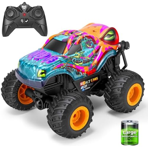 Monster Truck Toys - Remote Control Monster Truck with Light & Music, 1:20 Scale RC Truck with 360° Spins and Drifting, Remote Control Car for Boys