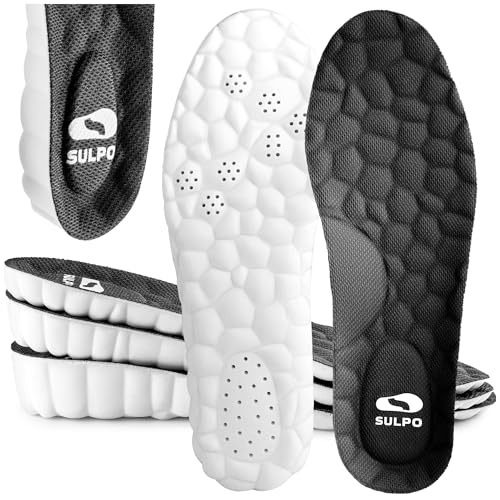 SULPO Plantillas elevadoras de espuma viscoelástica - Plantillas con función de elevación del talón, 3 alturas, amortiguadores, transpirables, antideslizantes, negras, 39-40 EU, altura 3 cm