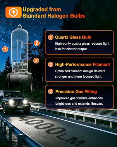 Image of 9012 Halogen Headlight Bulb, 12V 55W Standard Halogen Light Bulb, 3800K, 4000 Lumens, High Brightness Headlight Bulb, Head Light Bulbs for Car,Headlight Bulbs Low Beam, Pack of 2