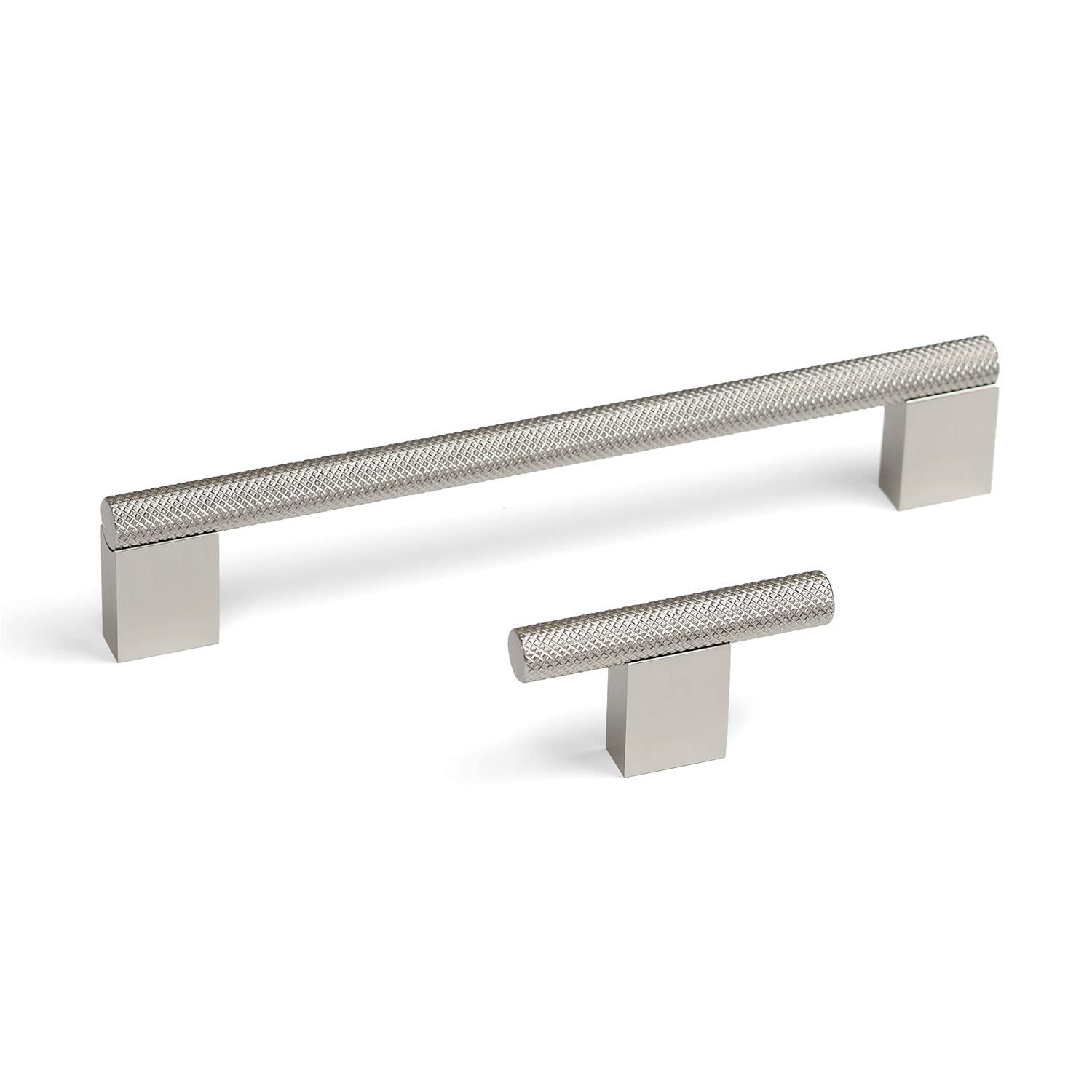 Handle & Home Brushed Nickel 160Mm Textured Knurled Boss Kitchen Cupboard Handle Cabinet Door Drawer Furniture Pull