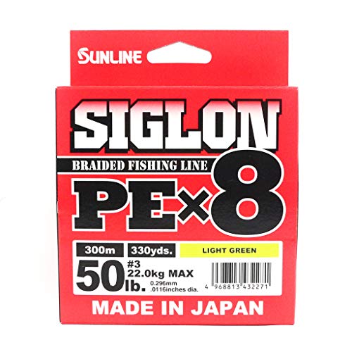 Tressé Siglon PEX8 Sunline 50LB ligne de 0,296 mm 22 kg parfaite pour la pêche à la traîne active