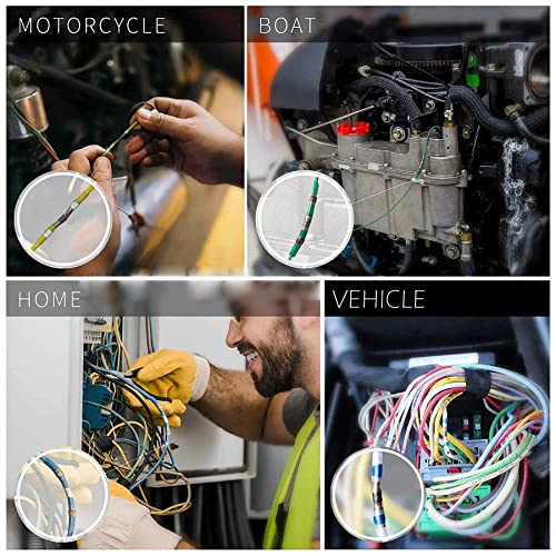 Hofujng 130Pcs Solder Seal Wire Connectors Kit, Heat Shrink Butt Splice Connectors, Waterproof Electrical Marine Automotive Boat Truck Wire Crimp Terminals, Stereo Solder Sleeve, Butt Terminals #TOP6