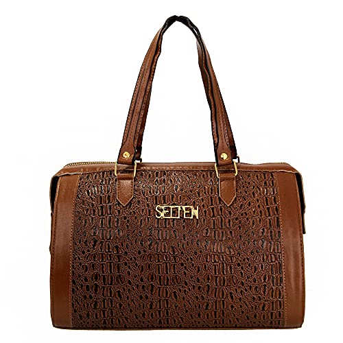 Kit Bolsa Feminina Baú Ziper com Carteira Marrom Selten
