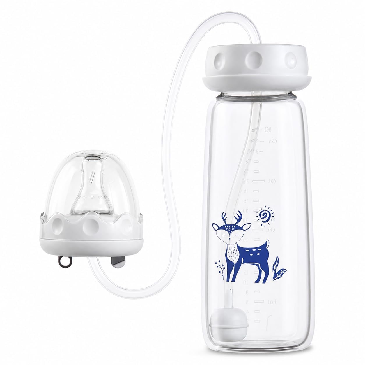 ARJ Baby Feeding Bottle with Weighted Straw, Anti-Colic Style Wide Neck Milk Bottle, Easy Grip Indoor Outdoor Drinking Bottle for Baby Milk, Water & Daily Feeding Use-image-39
