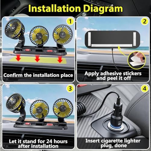 Portable 3-Head Car Cooling Fan