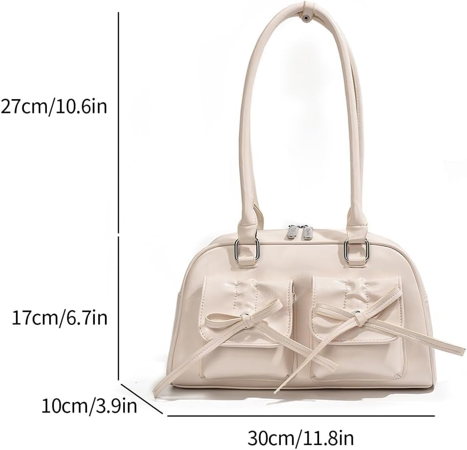 Bolso tote coquette con moño, estilo kawaii y estética cute, de cuero sintético, para mujer miniatura 5