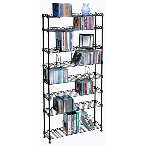 Atlantic Maxsteel 8-Tier Heavy Gauge Steel Wire Storage Shelving, holds up to 440 CD; or 228 DVD; or 264 Blu-Ray/Video Game discs, also great for organize collectable/memorabilia, in Black – PN 3020 Cover