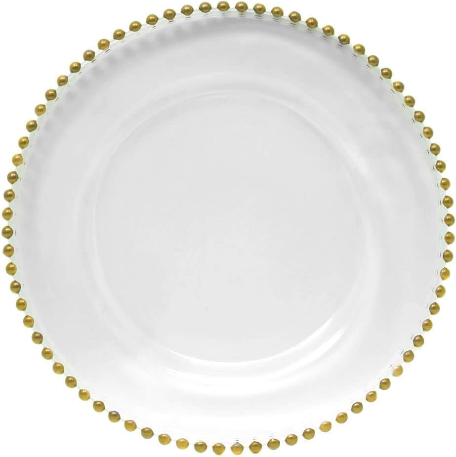 13' Gold Beaded Glass Charger Plate by P.O.C. Supplies
