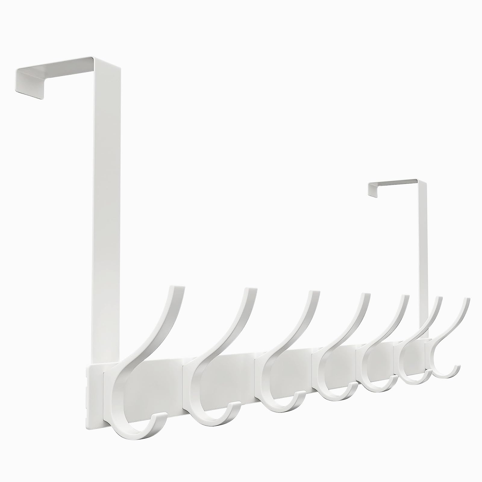 Over The Door Hooks - Door Hanger Hook, Over Door Hook Towel Racks for Bathroom with 14 Coat Hooks for Hanging Clothes, Coat, Towels, Backpack, Robes in Bathroom, Closet, Bedroom, Kitchen, White