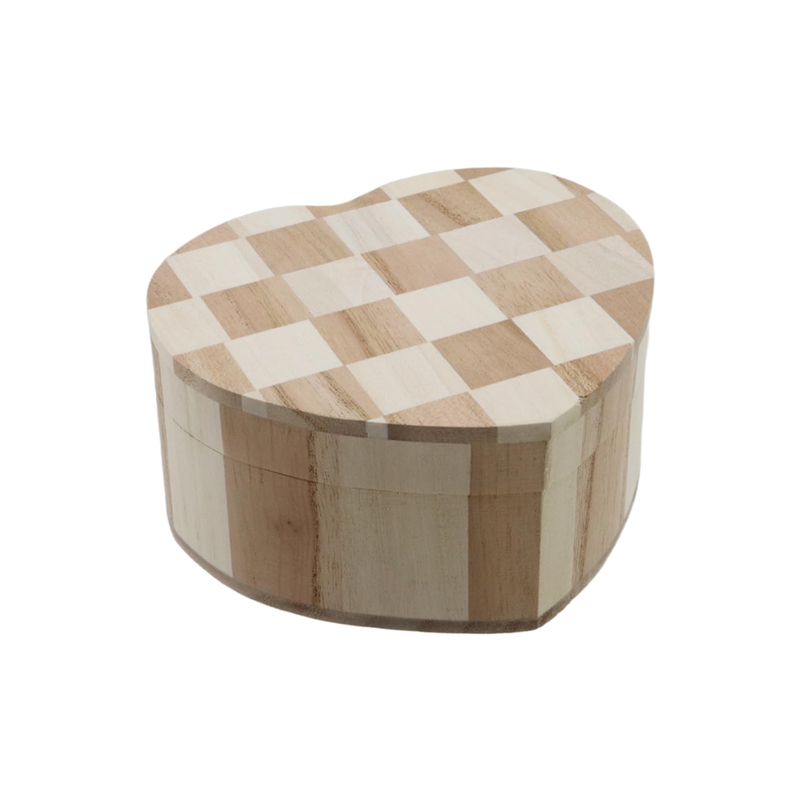 HEVSTIL Confezione da 2 scatole per anelli in legno massiccio a forma di cuore, per fai da te, scatola regalo rustica e bohémien, 11 x 11 cm