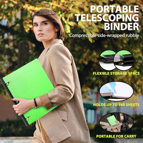Image of WOT I 4-Pack Telescoping 3 Ring Binder(0.75 inch), Expandable Flexible Binder - Patented Design for Easy Portability, Holds 8.5 inchx11 inch Paper, for School, Office&Home Organization(Blue+Pink+Green+Red)