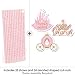 Big Dot of Happiness Little Princess Crown - Paper Straw Decor - Pink and Gold Princess Baby Shower or Birthday Party Striped Decorative Straws - Set of 24