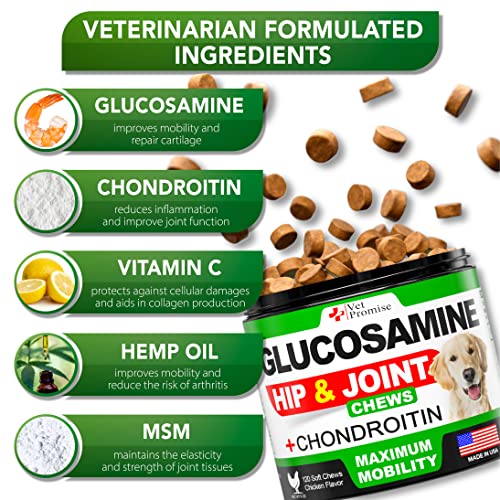 Glucosamine for Dogs - Hip and Joint Supplement for Dogs - Glucosamine Chondroitin for Dogs - Dog Joint Pain Relief - MSM - Hemp - Advanced Support Dog Joint Supplement Health - 120 Mobility Chews - Thumbnail 3