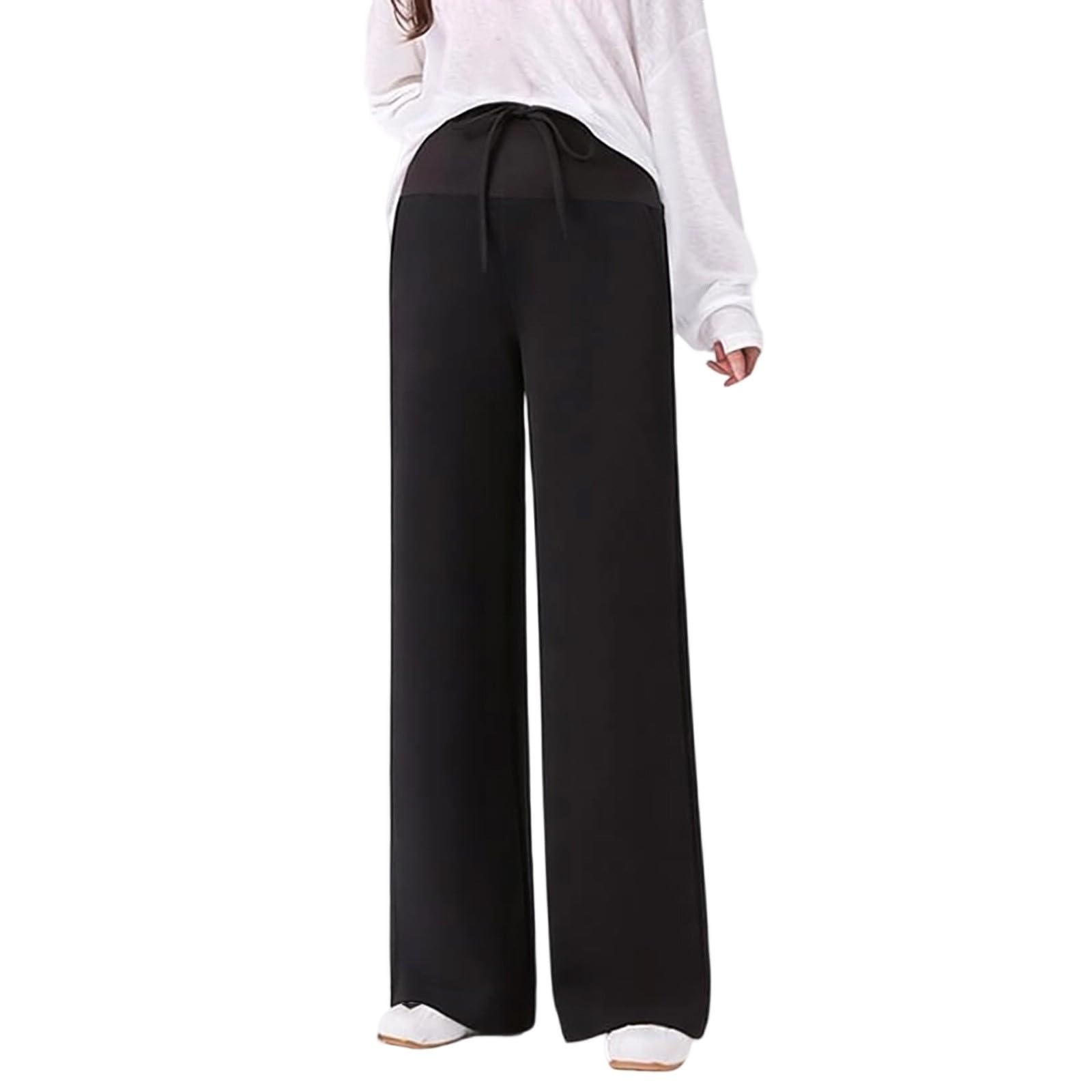 Generisch Pantalones de maternidad con cintura alta, bolsillos de pierna ancha, adecuados para el trabajo, yoga, ocio, deportes, ajuste holgado, transpirable, elástico, elástico, soporte para la zona